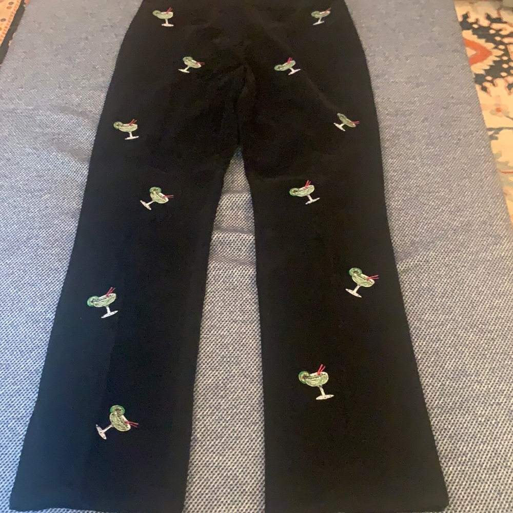 CJ Lang Black Margarita Embroidered Pant Size 2